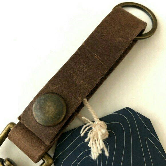 Rustico Super Loop Keychain Genuine Brown Leather Brass Clip Handmade 5" Luggage - Picture 7 of 8